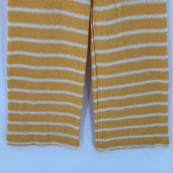 NWT Zara Yellow White Striped Knit High-Rise Pull-On Flared Pants Size Medium - Picture 6 of 9
